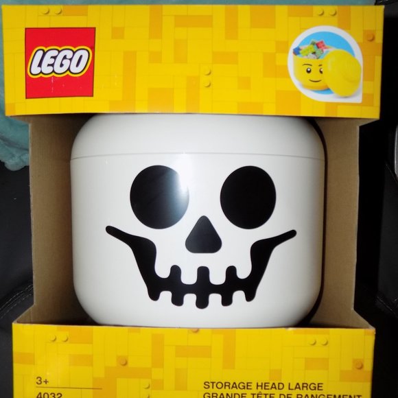 LEGO Large 9 x 10 Inch Plastic Storage HeadSkeleton Halloween NEW